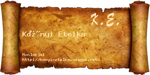 Kányi Etelka névjegykártya